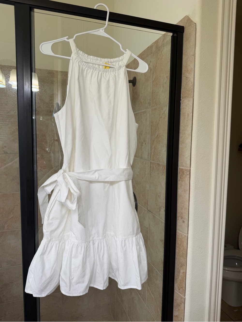 Banana Republic White Tie-Waist Ruffle-Hem Sundress
